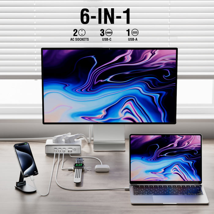 Fjöltengi með USB-3C/1A Desk Charger GaN 65W