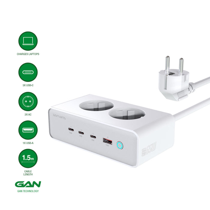 Fjöltengi með USB-3C/1A Desk Charger GaN 65W