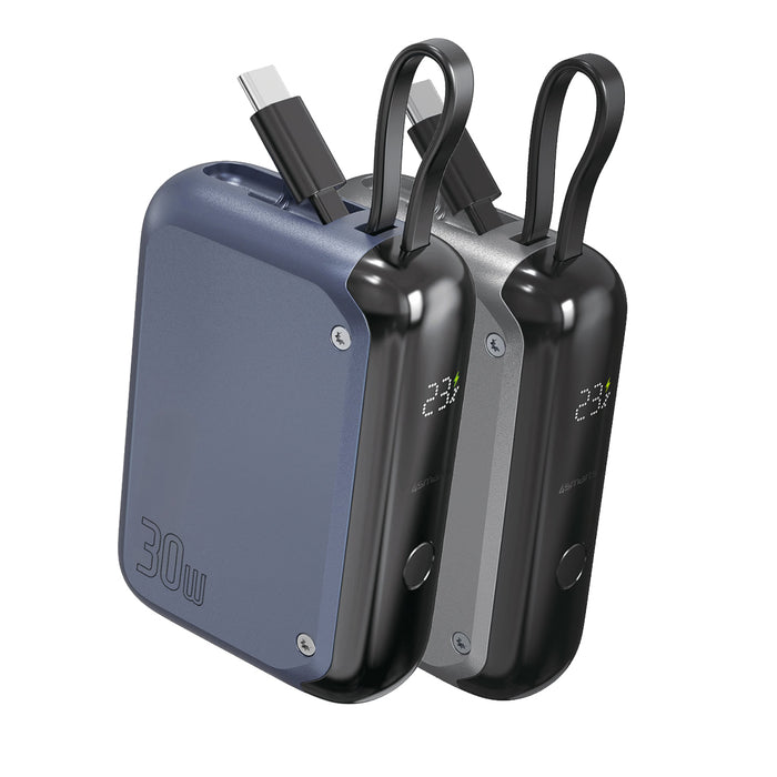 Hleðslubanki Pocket með innbyggðri USB-C snúru 10.000 mAh 30W