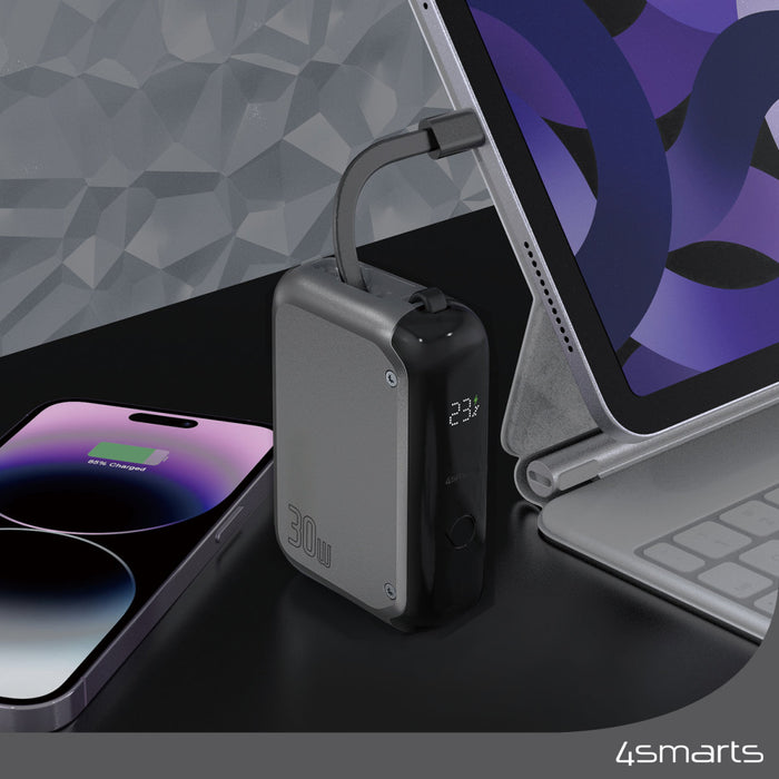 Hleðslubanki Pocket með innbyggðri USB-C snúru 10.000 mAh 30W