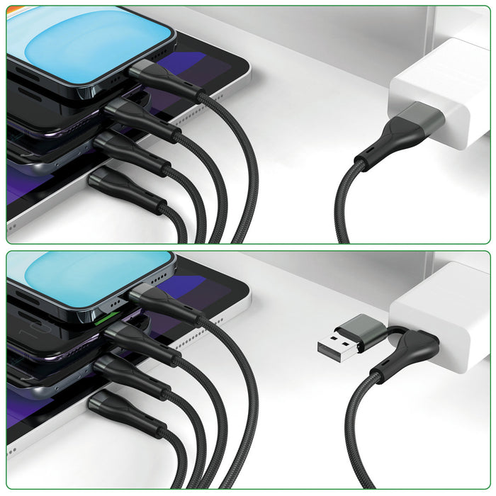 Snúra USB-C/A fjölhleðsla 15W 1,2m