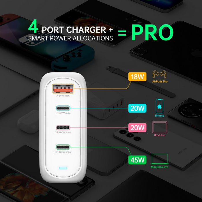 Hleðslutæki USB-3C/1A Flex Pro 100W GaN