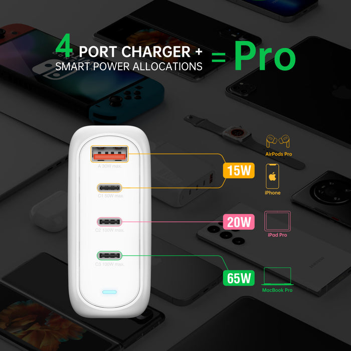 Ferðahleðslutæki USB-3C/1A Flex Pro 100W GaN
