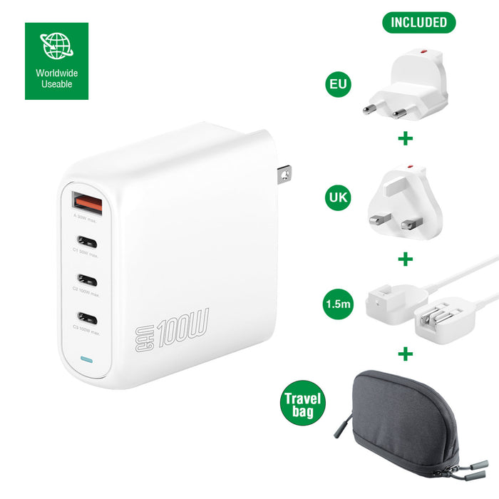 Ferðahleðslutæki USB-3C/1A Flex Pro 100W GaN