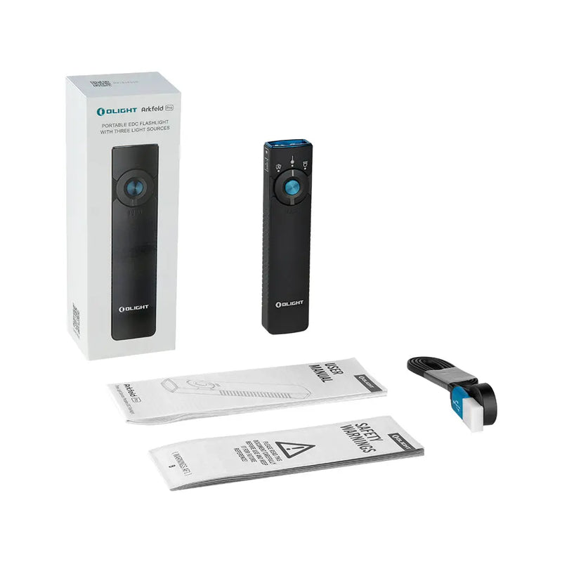 Arkfeld Pro flatt EDC vasaljós með LED ljósi, UV og leiser Olight