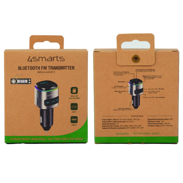 Bílhleðslutæki USB-C/A Bluetooth FM Transmitter