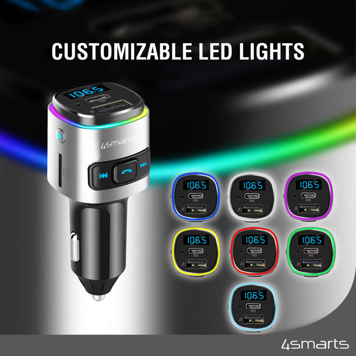 Bílhleðslutæki USB-C/A Bluetooth FM Transmitter