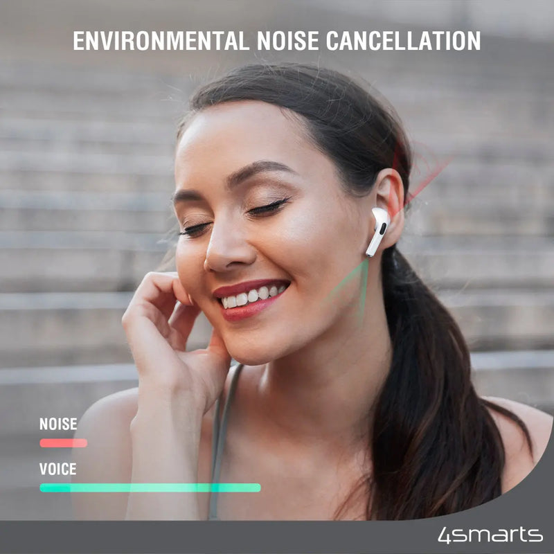 SkyBuds Pro þráðlaus heyrnartól með sílikon hulstrum - Hvít 4smarts