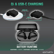 SkyBuds Pro þráðlaus heyrnartól með sílikon hulstrum - Svart 4smarts