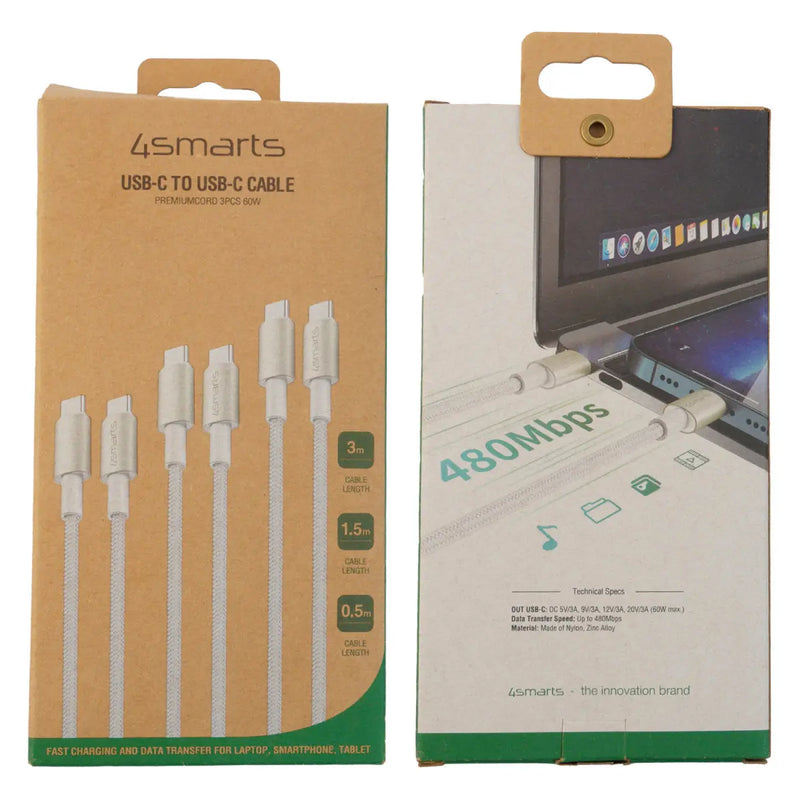 Snúrur USB-C í USB-C PremiumCord 60W - 0,5 / 1,5 / 3 metrar 4smarts
