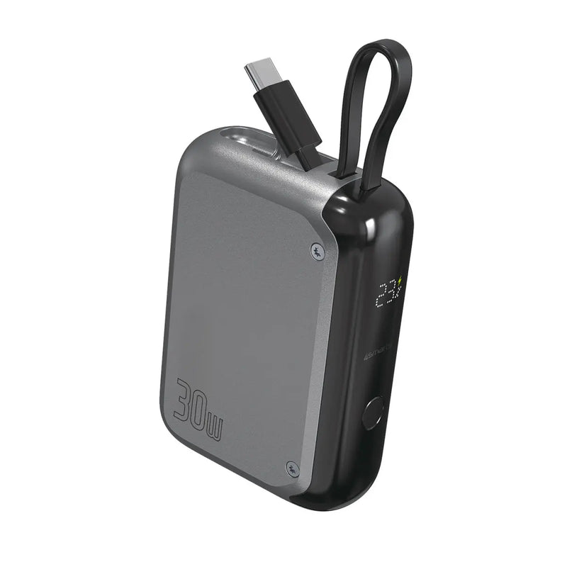 Hleðslubanki Pocket með innbyggðri USB-C snúru 10.000 mAh 30W 4smarts