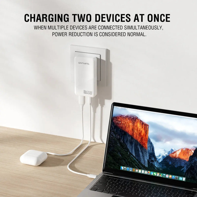 Hleðslutæki USB-C/A FlatPlug Duos 65W GaN 4smarts