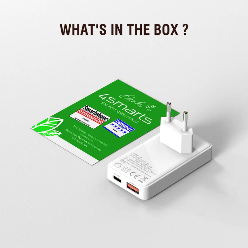 Hleðslutæki USB-C/A FlatPlug Duos 65W GaN 4smarts