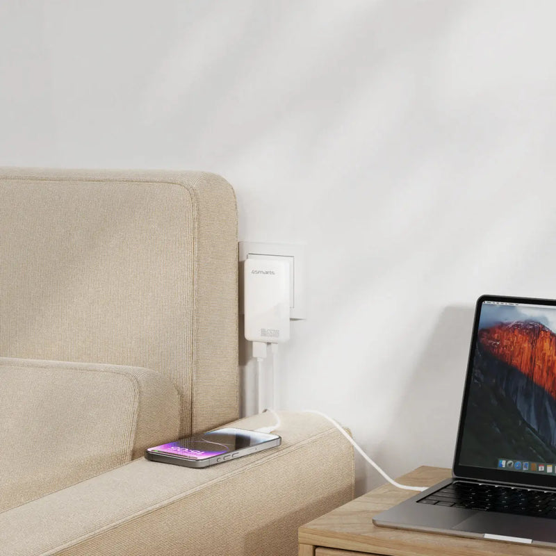 Hleðslutæki USB-C/A FlatPlug Duos 65W GaN 4smarts