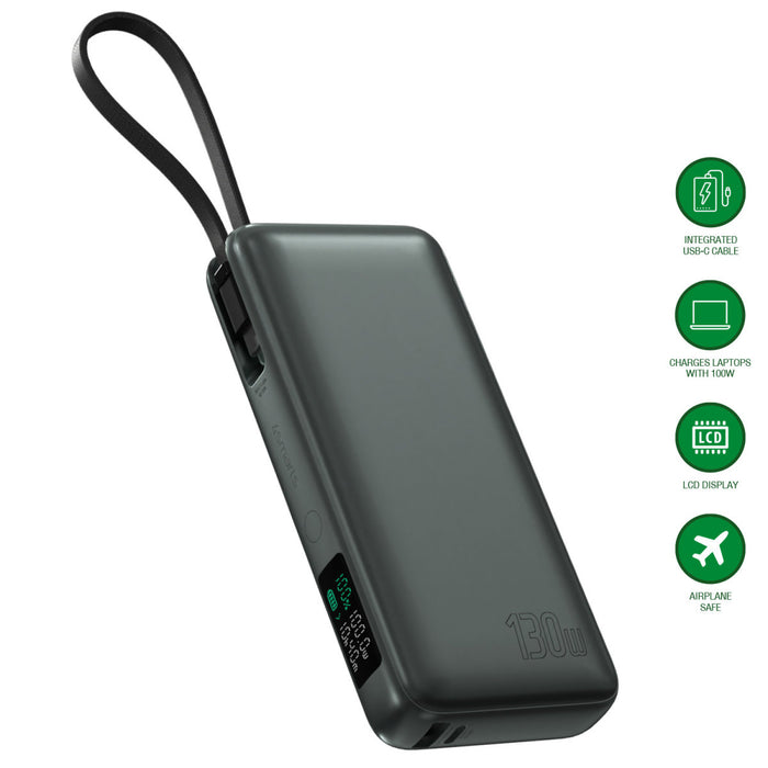 Hleðslubanki Enterprise með innbyggðri USB-C snúru 20.000 mAh 130W