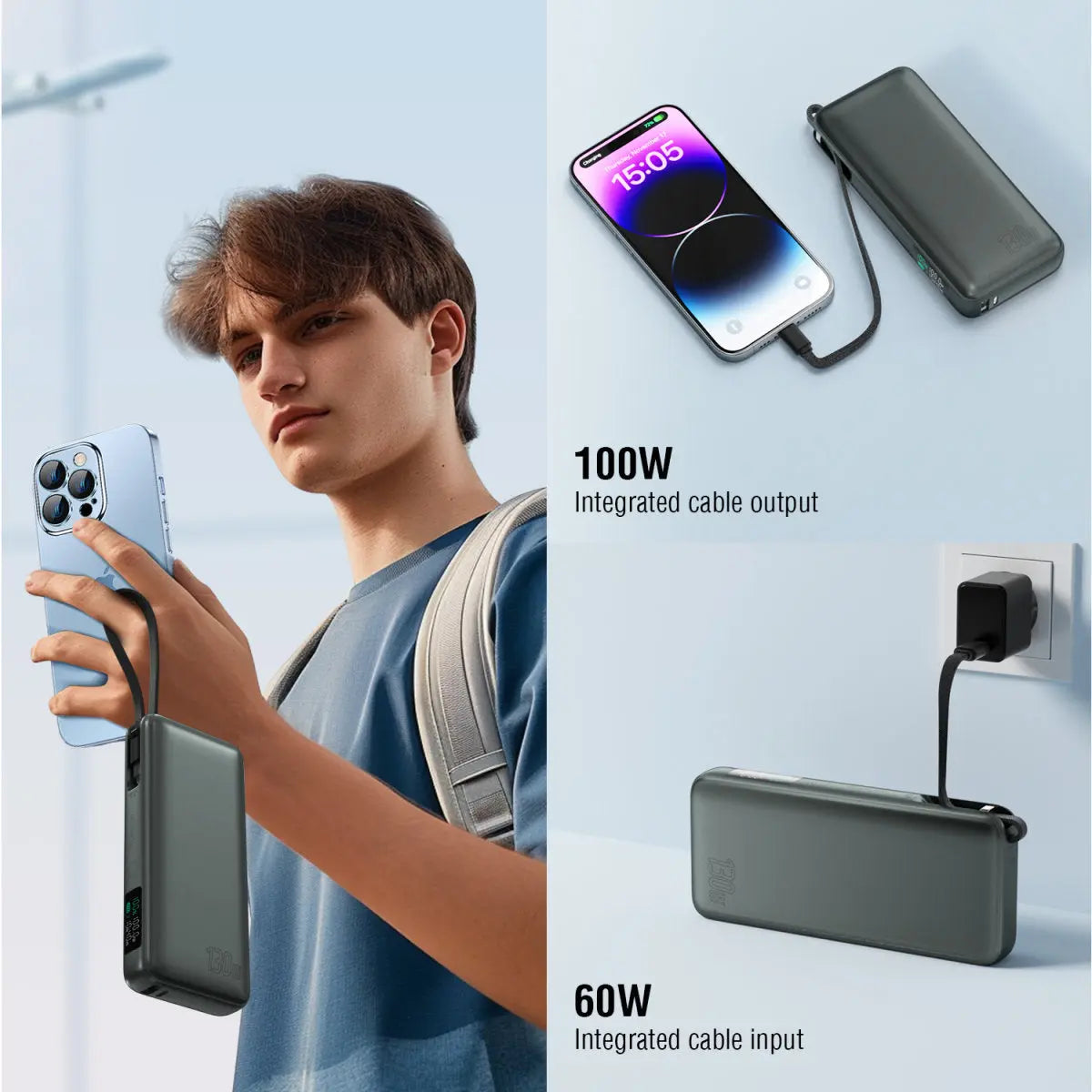 Hleðslubanki Enterprise með innbyggðri USB-C snúru 20.000 mAh 130W 4smarts
