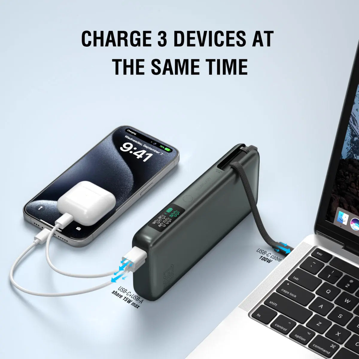 Hleðslubanki Enterprise með innbyggðri USB-C snúru 20.000 mAh 130W 4smarts