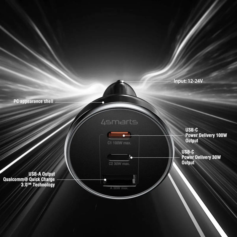 Bílhleðslutæki USB-2C/1A VoltRoad Ultimate 160W 4smarts