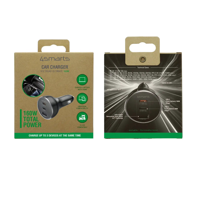 Bílhleðslutæki USB-2C/1A VoltRoad Ultimate 160W 4smarts