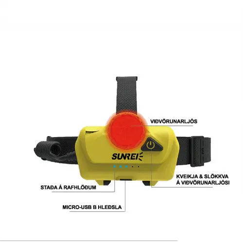 Apollo 700lm höfuðljós með baklýsingu Sunrei